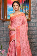 Flamingo Pink Silk Saree