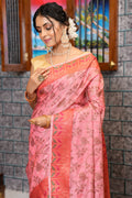 Flamingo Pink Silk Saree