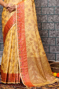 Pastel Yellow Silk Saree