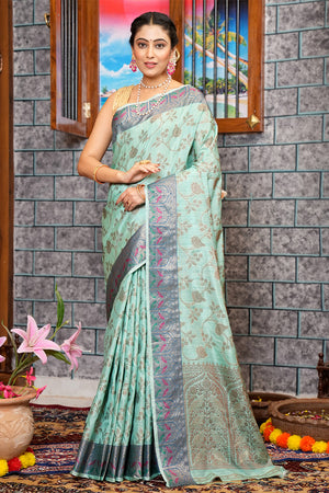 Mint Green Silk Saree