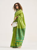 Green Art Silk Saree With Blouse Piece