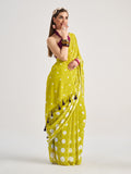 Green Georgette Digital Printed Saree With Blouse Piece