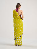 Green Georgette Digital Printed Saree With Blouse Piece