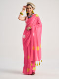 Pink Georgette Digital Printed Saree With Blouse Piece