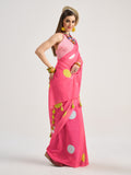 Pink Georgette Digital Printed Saree With Blouse Piece
