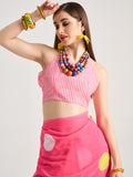Pink Georgette Digital Printed Saree With Blouse Piece