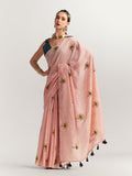 Peach Foil Saree With Blouse Piece