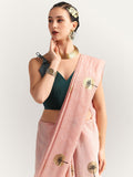 Peach Foil Saree With Blouse Piece