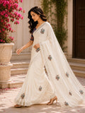 Off White Embroidered Saree With Blouse Piece
