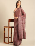Burgundy Cotton Blend Saree With Blouse Piece