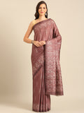 Burgundy Cotton Blend Saree With Blouse Piece