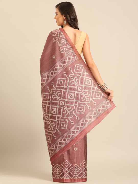 Burgundy Cotton Blend Saree With Blouse Piece