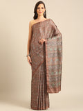 Brown Cotton Blend Saree With Blouse Piece