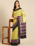 Yellow Cotton Blend Saree With Blouse Piece