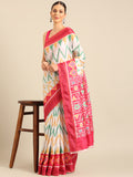 White Cotton Blend Saree With Blouse Piece