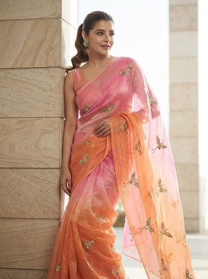 Embellished Sequinned Satin Saree