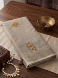 Light Beige Linen Saree With Blouse Piece