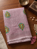 Light Purple Linen Saree With Blouse Piece