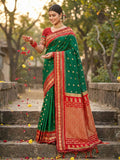 Green Soft Silk Saree With Blouse Piece