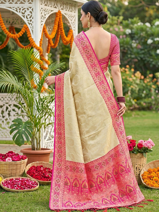 RANI PINK SOFT SILK Saree With Blouse Piece