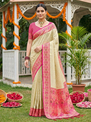 RANI PINK SOFT SILK Saree With Blouse Piece