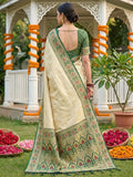 Green  SOFT SILK Saree With Blouse Piece