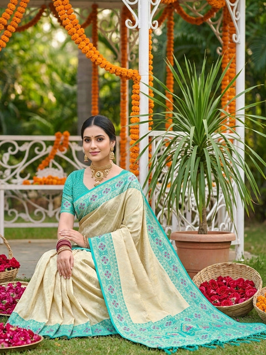 Sky Blue  SOFT SILK Saree With Blouse Piece