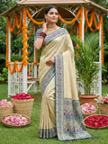Navy Blue  SOFT SILK Saree With Blouse Piece