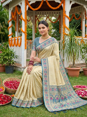 Navy Blue  SOFT SILK Saree With Blouse Piece