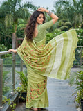 Yellow Green Linen Saree With Blouse Piece