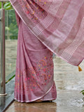 Purple Linen Saree With Blouse Piece