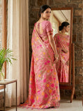 Pink Linen Cotton Saree With Blouse Piece