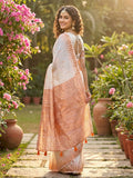 White Linen Cotton Saree With Blouse Piece