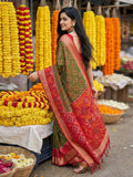 Brown Pochampalli Silk Saree With Blouse Piece