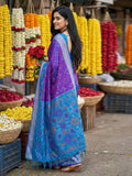 Violet Pochampalli Silk Saree With Blouse Piece