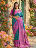 Sky Blue Pochampalli Silk Saree With Blouse Piece