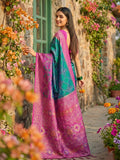 Sky Blue Pochampalli Silk Saree With Blouse Piece