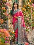 Pink Pochampalli Silk Saree With Blouse Piece