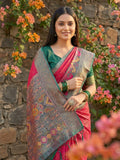 Pink Pochampalli Silk Saree With Blouse Piece