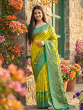 Green Pochampalli Silk Saree With Blouse Piece