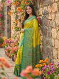 Green Pochampalli Silk Saree With Blouse Piece