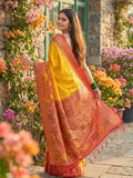 Yellow Pochampalli Silk Saree With Blouse Piece