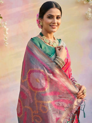 Pink Soft Silk Saree With Blouse Piece