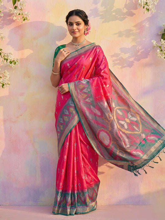 Pink Soft Silk Saree With Blouse Piece