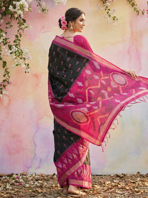 Black Soft Silk Saree With Blouse Piece
