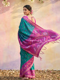 Sky Blue Soft Silk Saree With Blouse Piece