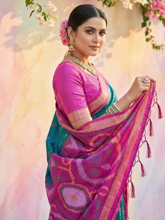 Sky Blue Soft Silk Saree With Blouse Piece