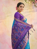 Blue Soft Silk Saree With Blouse Piece