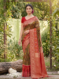 Mehndi Soft Silk Saree With Blouse Piece