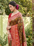 Mehndi Soft Silk Saree With Blouse Piece
